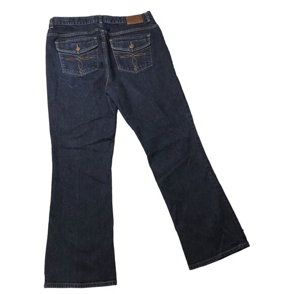 Lauren Ralph Lauren Jeans Bootcut Womens 14 Stretch Dark Wash Embroidery Pockets - Picture 9 of 13